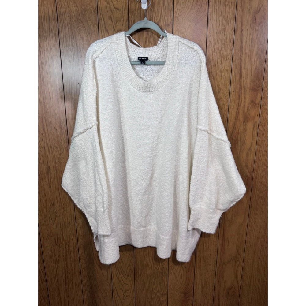 Torrid Cream Boucle Knit Oversized Sweater Plus Size 5- 5X Crew Neck Pullover